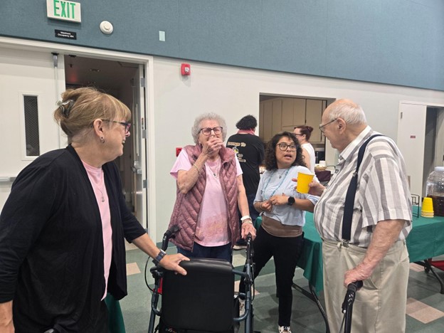 Senior relaxing in a calm independent living community environment to reduce stress